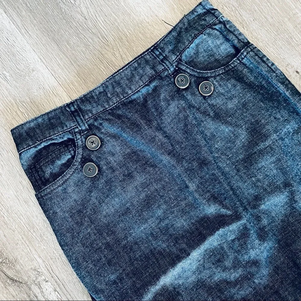 Anthropologie Ruffled Denim Pencil Skirt